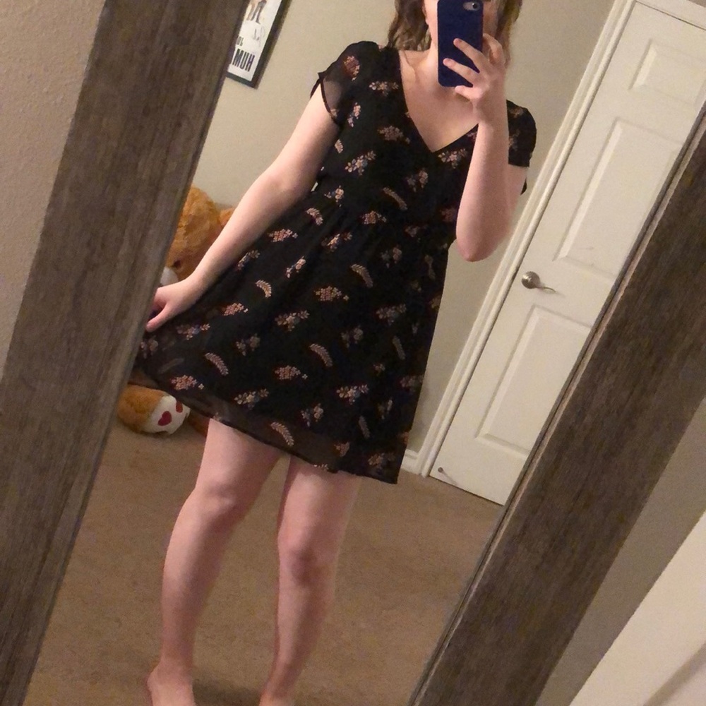 Express Black Dress with Floral Accents